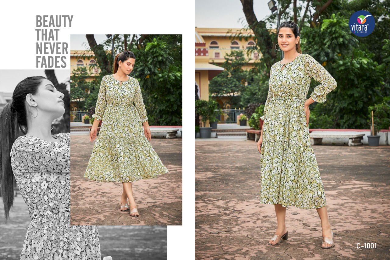 Vitara Clinton Fancy Wear Georgette Wholesale Kurti Collection 